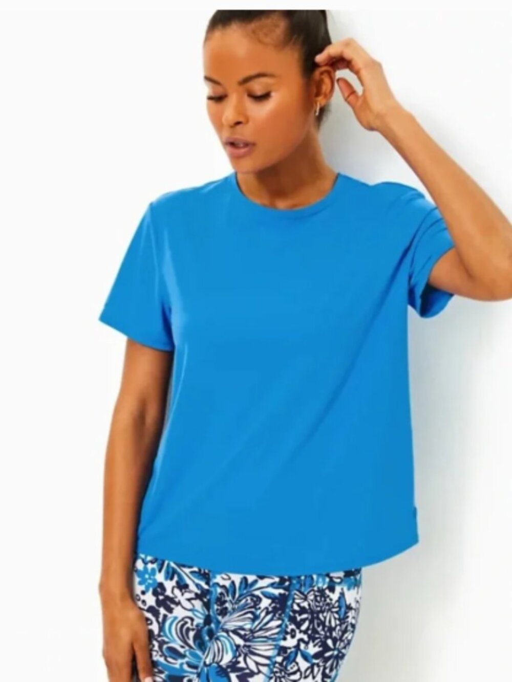 NWT Lilly Pulitzer Luxletic Rally Active Tee UPF 50+ Morelle Blue Size XS
